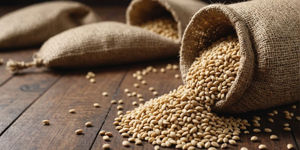 Premium sesame seeds in a burlap sack for import
