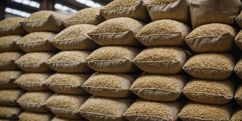 Bags of sesame seeds in a Paraguayan warehouse.
