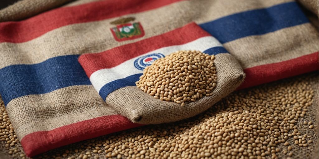 Paraguayan sesame seeds in burlap sack for global market