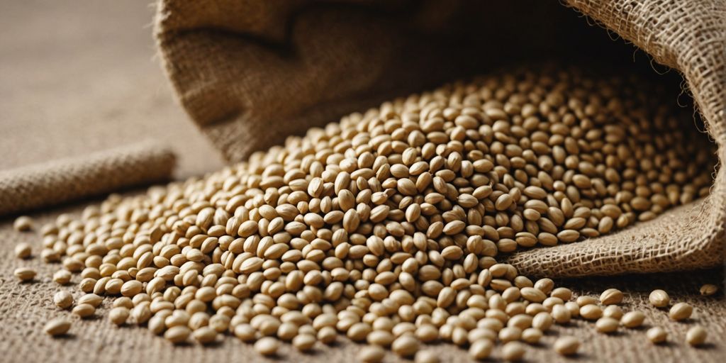 Non-GMO sesame seeds in a burlap sack